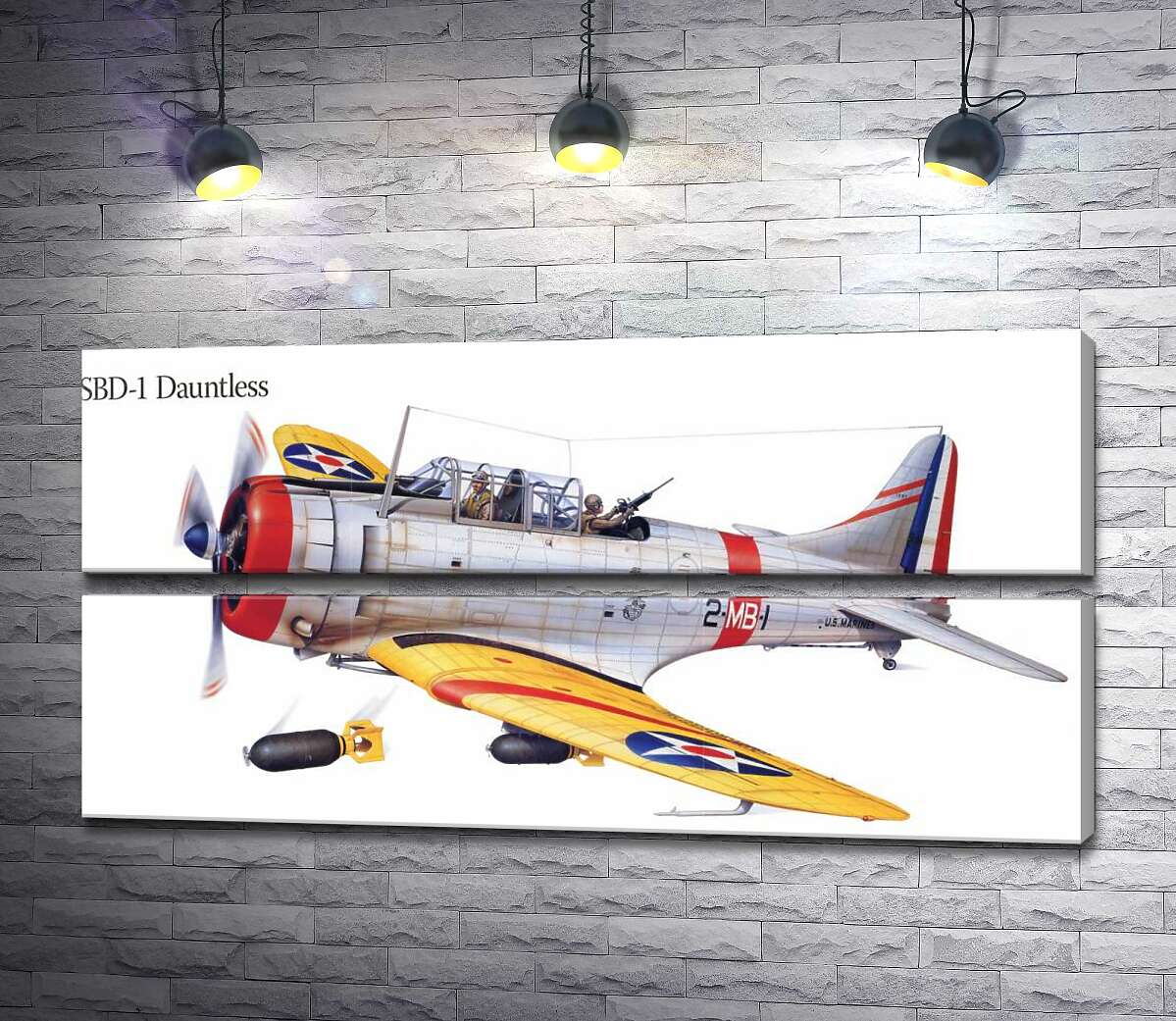 модульная картина "Бесстрашный" (SBD-1 Dauntless) бомбардировщик американского производства (Модуль №7)