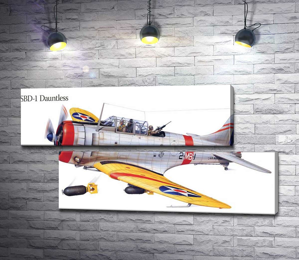 модульная картина "Бесстрашный" (SBD-1 Dauntless) бомбардировщик американского производства (Модуль №8)