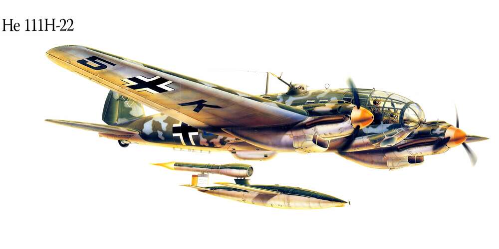 картина-постер Heinkel He 111 - німецький бомбардувальник