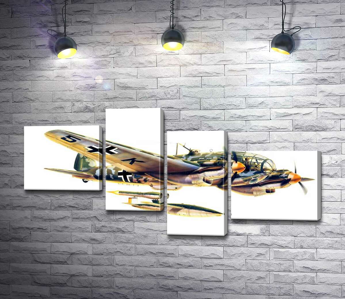 модульная картина Heinkel He 111 – немецкий бомбардировщик (Модуль №21)