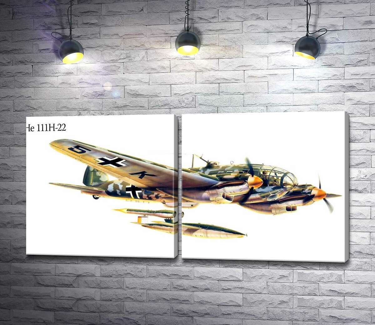 модульная картина Heinkel He 111 – немецкий бомбардировщик