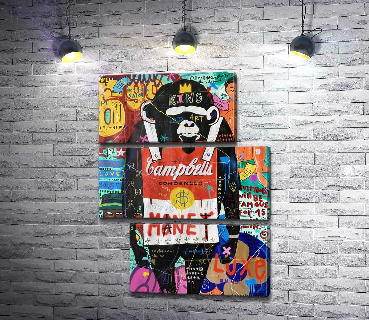 модульная картина Обезьяна с супом Кэмпбелл (Модуль №16) (Campbell's soup monkey) – Джисбар (Jisbar)