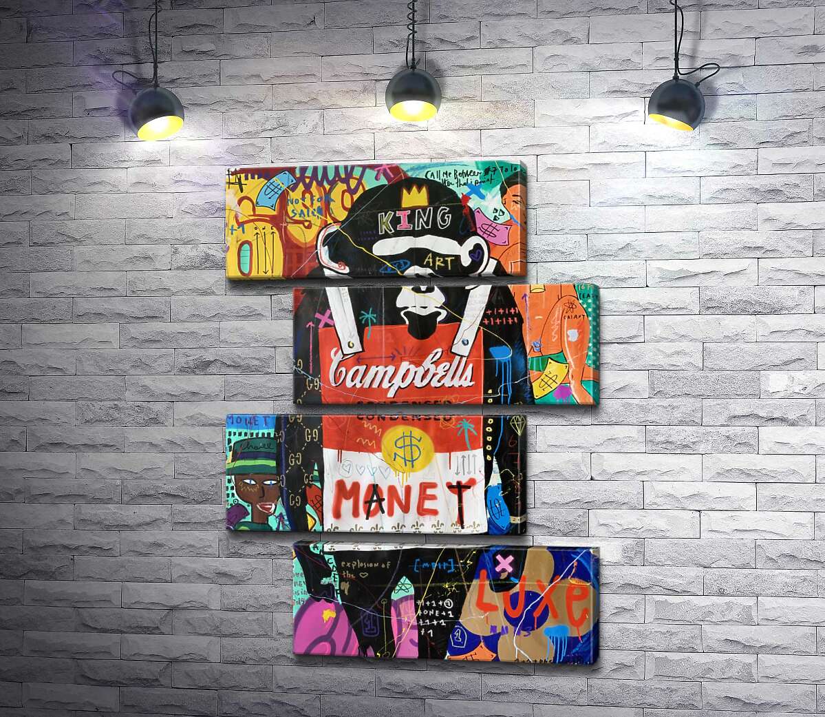 модульная картина Обезьяна с супом Кэмпбелл (Модуль №23) (Campbell's soup monkey) – Джисбар (Jisbar)