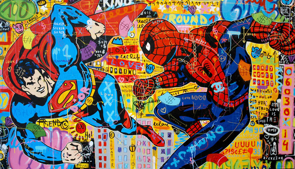 картина-постер Супермен проти Людини-павука (Superman vs Spider-Man) - Джісбар (Jisbar)