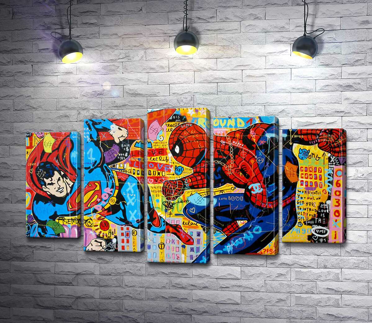 модульная картина Супермен против Человека-паука (Модуль №4) (Superman vs Spider-Man) – Джисбар (Jisbar)