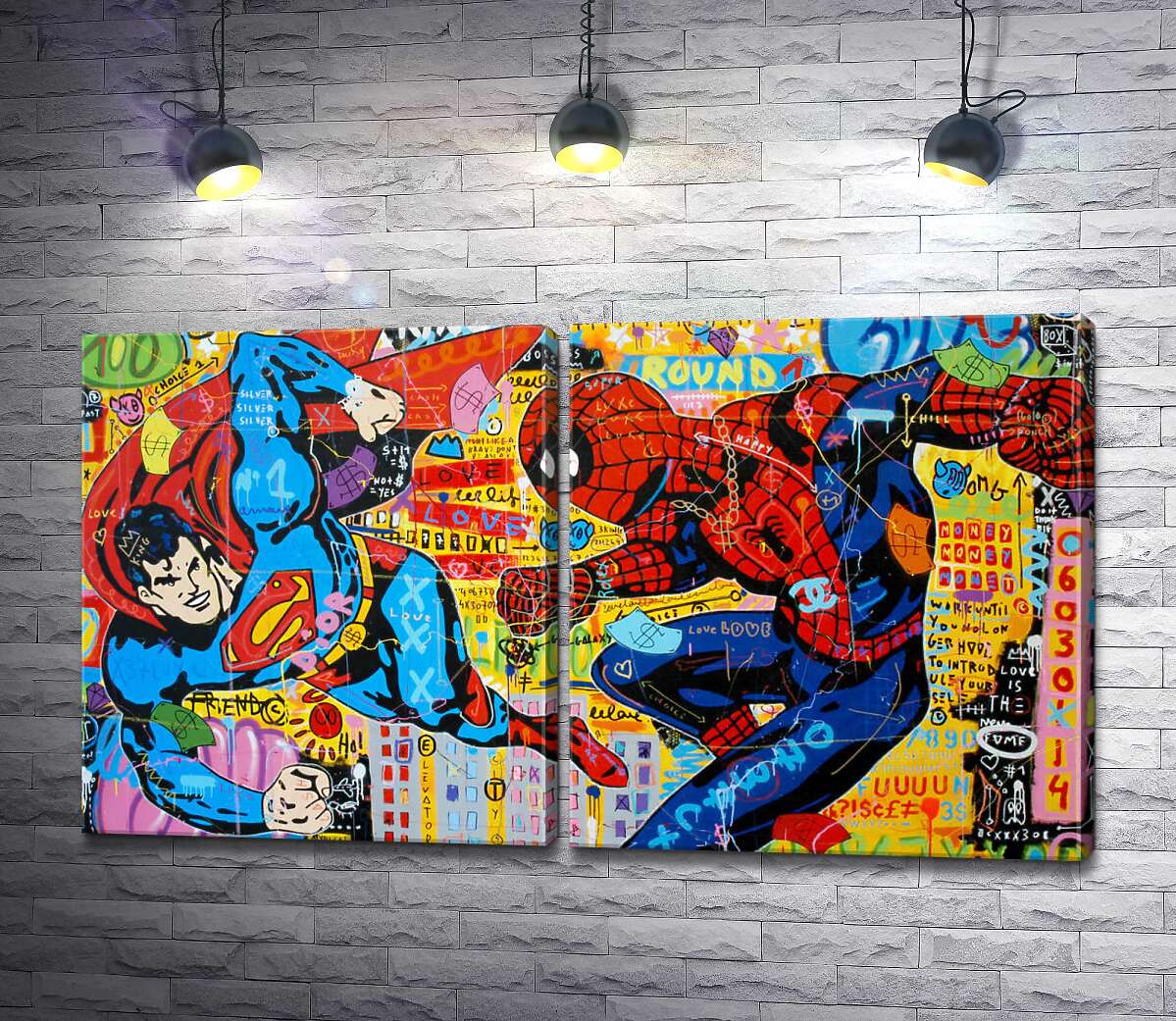 модульна картина Супермен проти Людини-павука (Superman vs Spider-Man) - Джісбар (Jisbar)