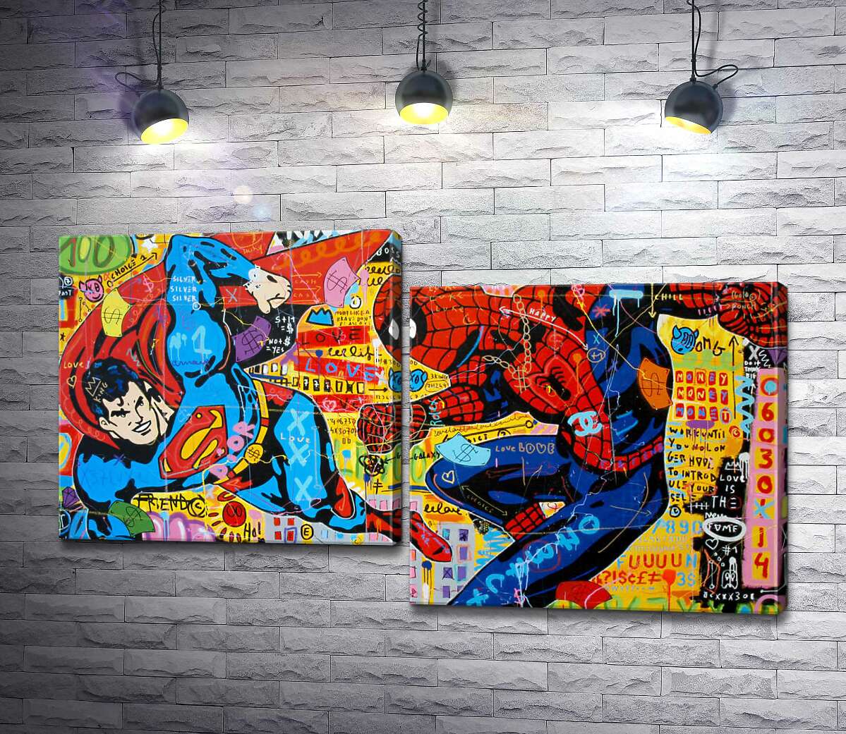 модульная картина Супермен против Человека-паука (Модуль №9) (Superman vs Spider-Man) – Джисбар (Jisbar)