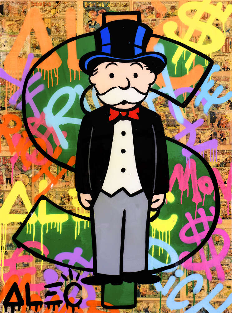 картина-постер Багатий дядько Пеннібергс (Rich Uncle Pennybags) - Алек Монополі (Alec Monopoly)