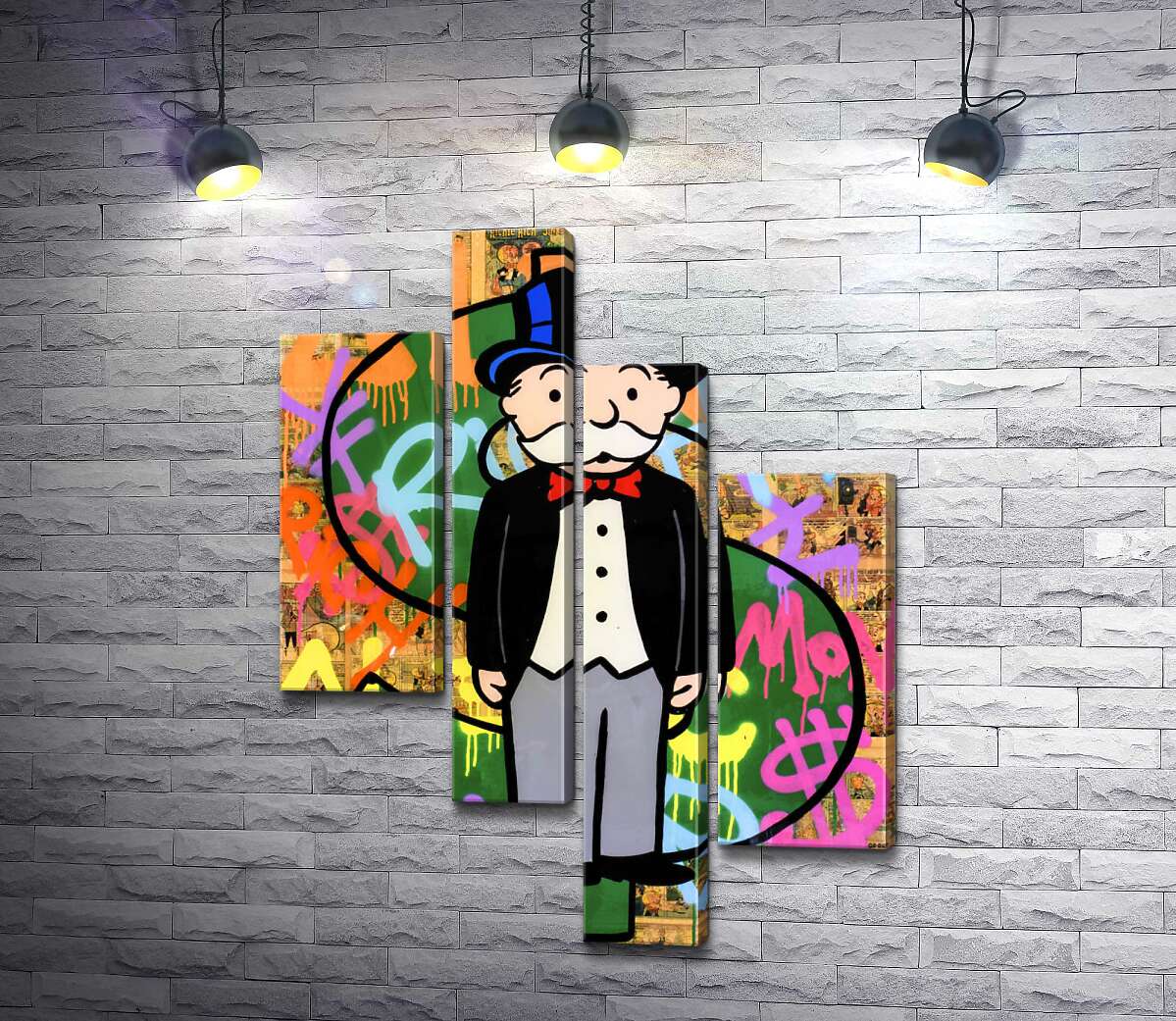 модульная картина Богатый дядя Пеннибергс (Rich Uncle Pennybags) – Алек Монополи (Alec Monopoly)