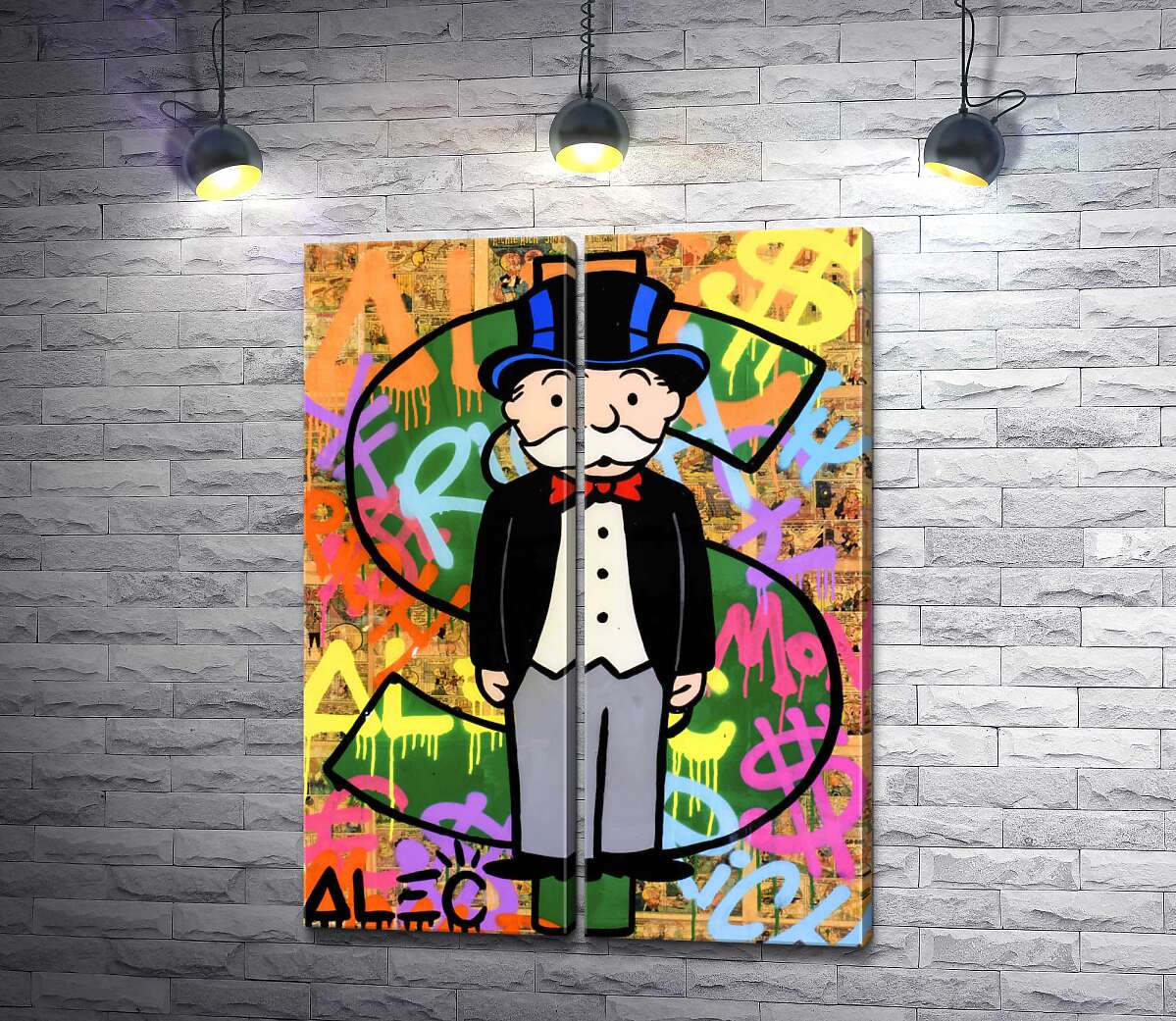 модульная картина Богатый дядя Пеннибергс (Rich Uncle Pennybags) – Алек Монополи (Alec Monopoly)