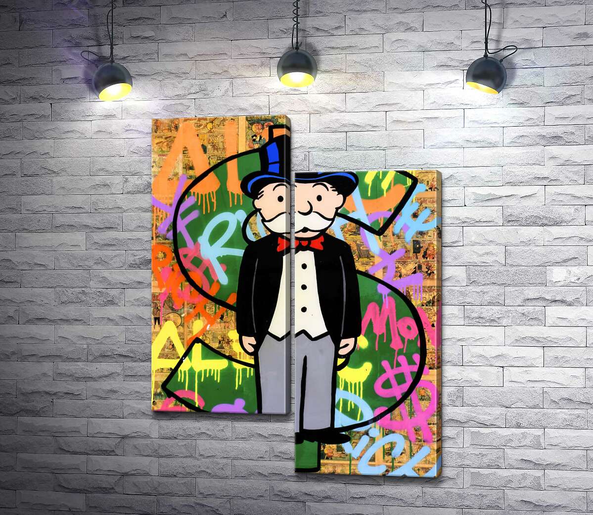модульная картина Богатый дядя Пеннибергс (Rich Uncle Pennybags) – Алек Монополи (Alec Monopoly)