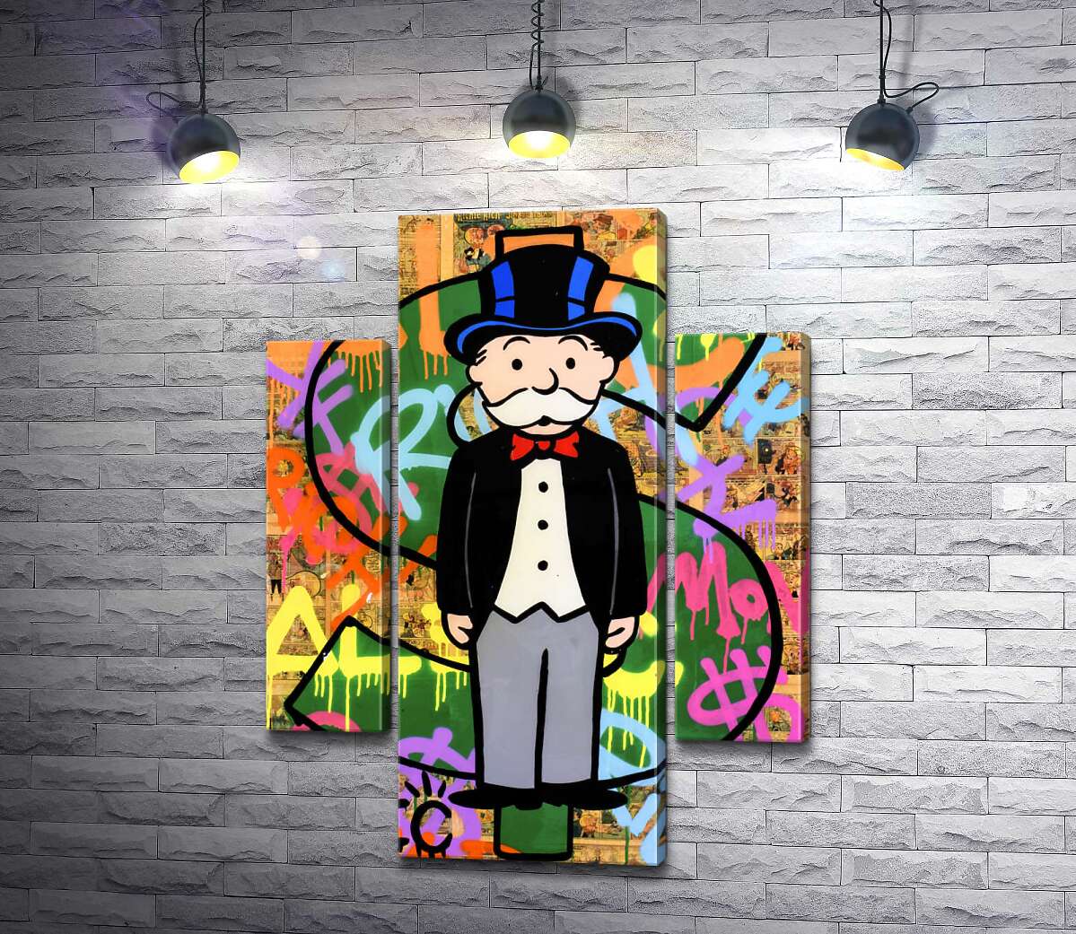модульная картина Богатый дядя Пеннибергс (Rich Uncle Pennybags) – Алек Монополи (Alec Monopoly)