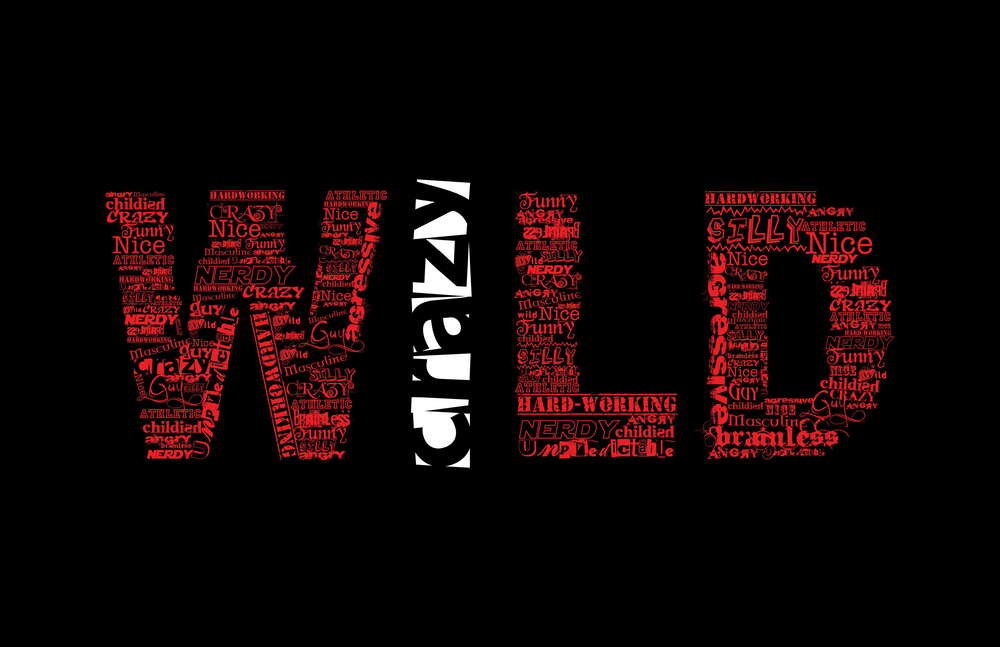 картина-постер Красная надпись Дикий (Wild) на черном фоне