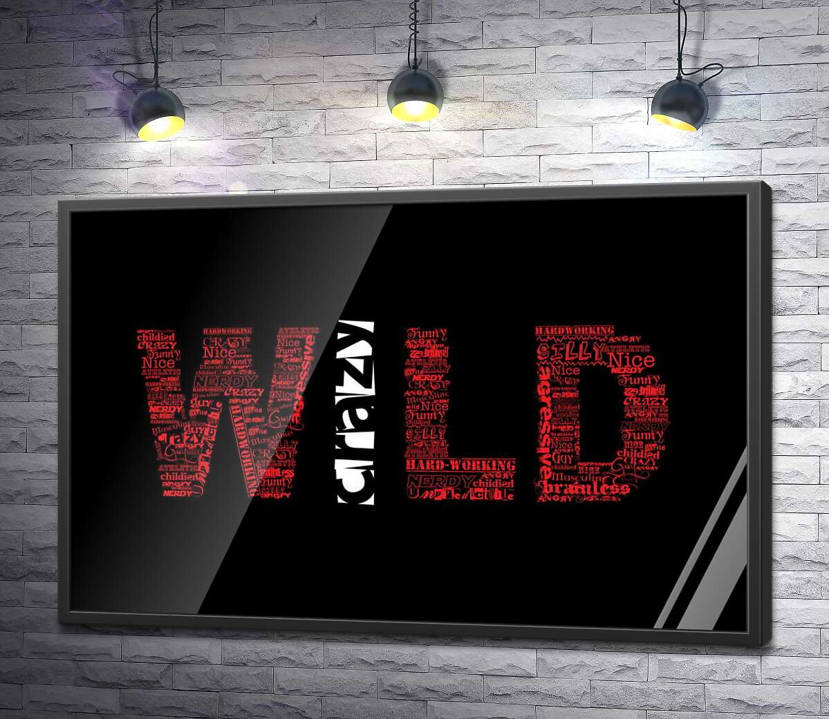 постер Красная надпись "Дикий" (Wild) на черном фоне