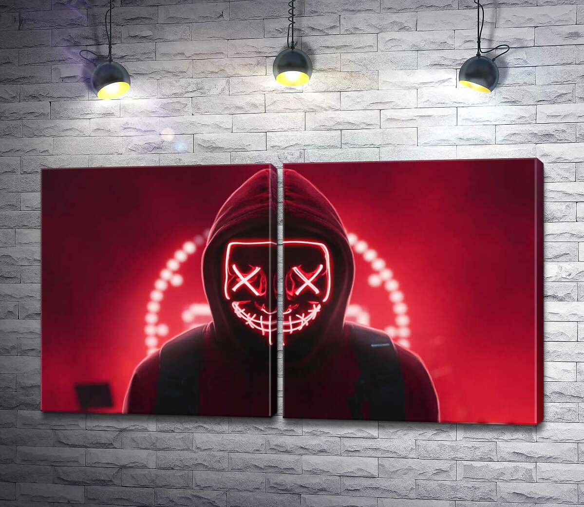 модульна картина Небезпека в червоному світлі маски "Судна ніч"