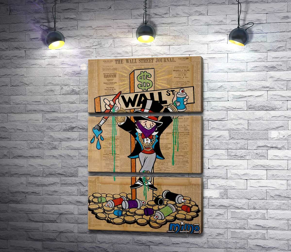 модульная картина Мистер Монополи (Monopoly) на кресте Уолл-стрит (Wall Street) (Модуль №15)