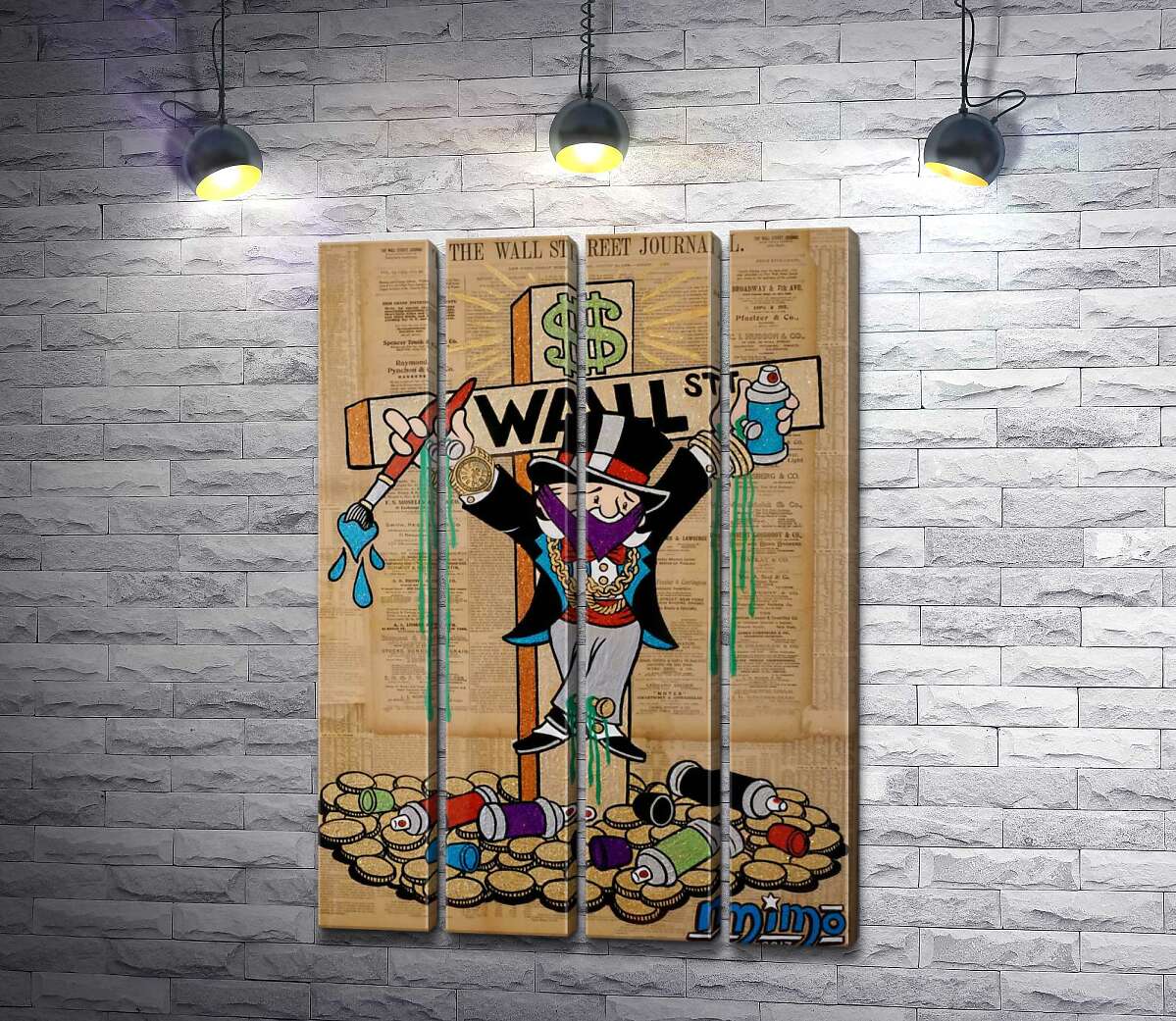 модульна картина Містер Монополі (Monopoly) на на хресті Волл-стріт (Wall Street) (Модуль №24)
