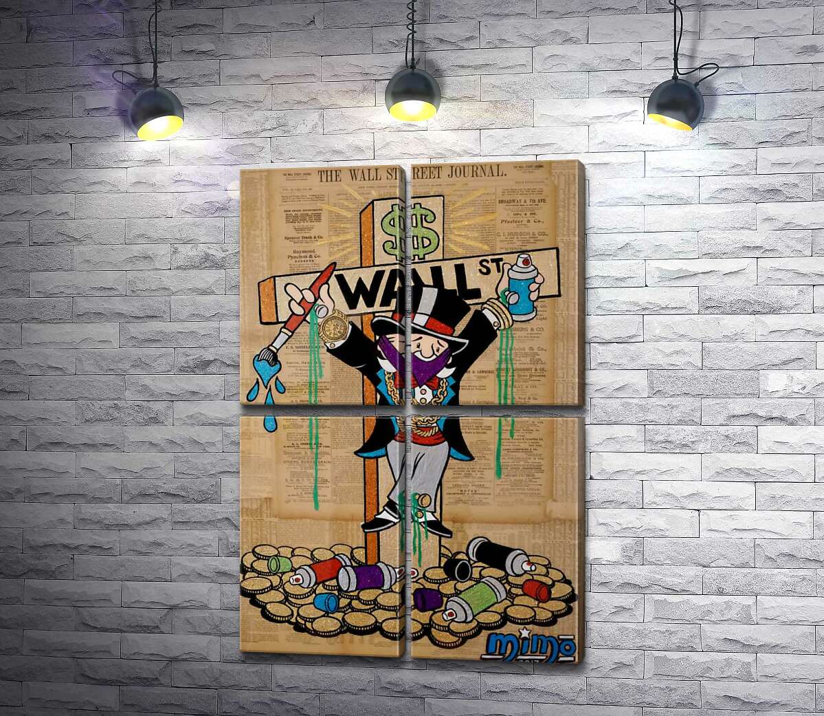 модульна картина Містер Монополі (Monopoly) на на хресті Волл-стріт (Wall Street) (Модуль №25)