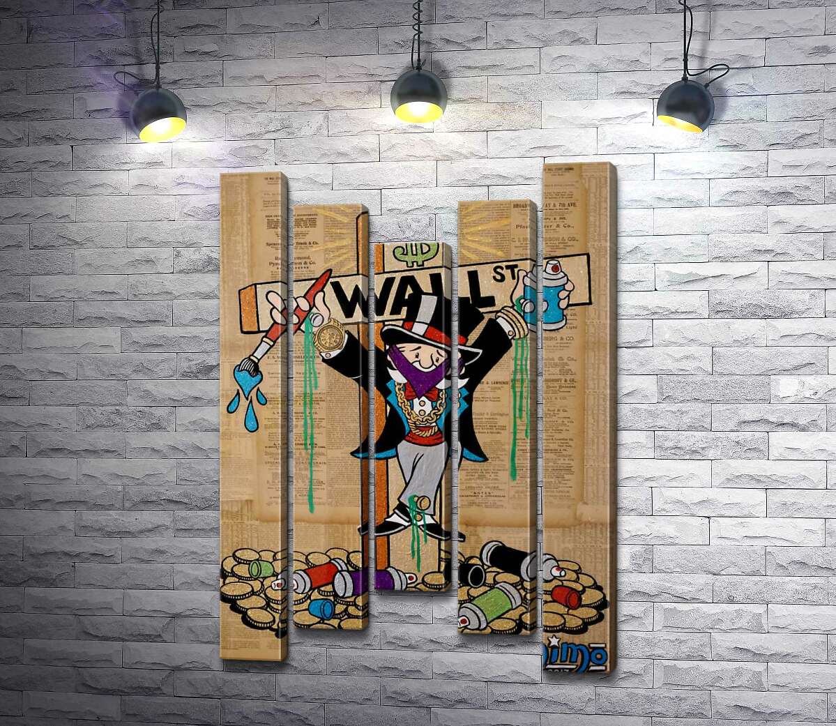 модульная картина Мистер Монополи (Monopoly) на кресте Уолл-стрит (Wall Street) (Модуль №27)
