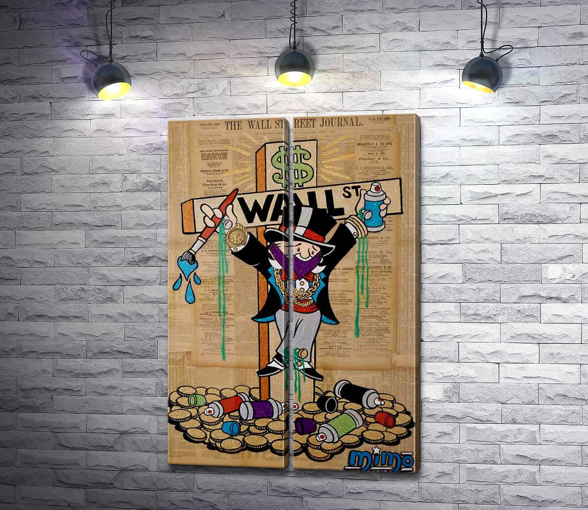модульна картина Містер Монополі (Monopoly) на на хресті Волл-стріт (Wall Street)