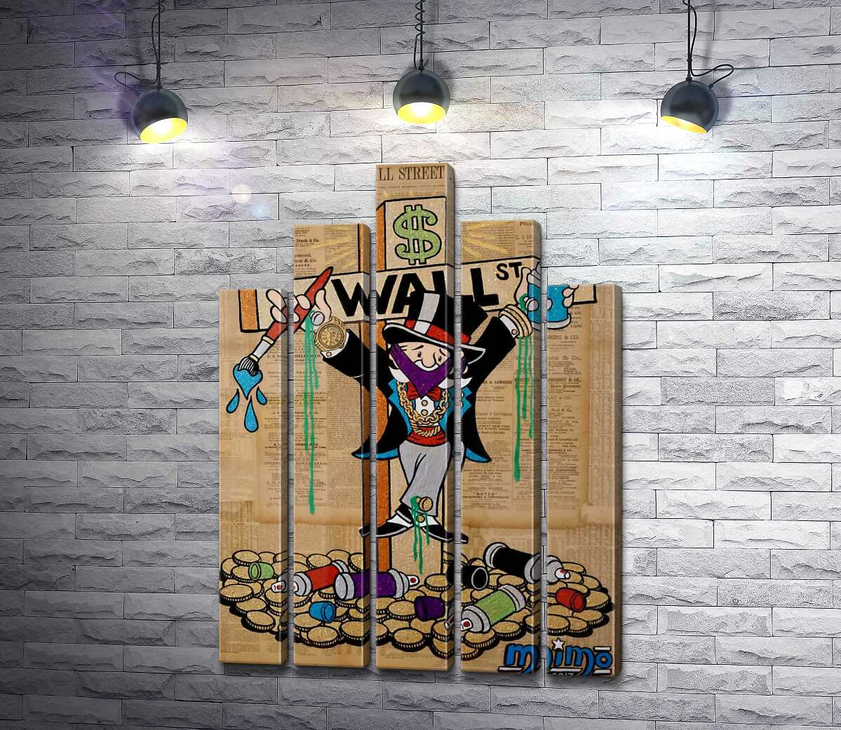 модульная картина Мистер Монополи (Monopoly) на кресте Уолл-стрит (Wall Street) (Модуль №29)