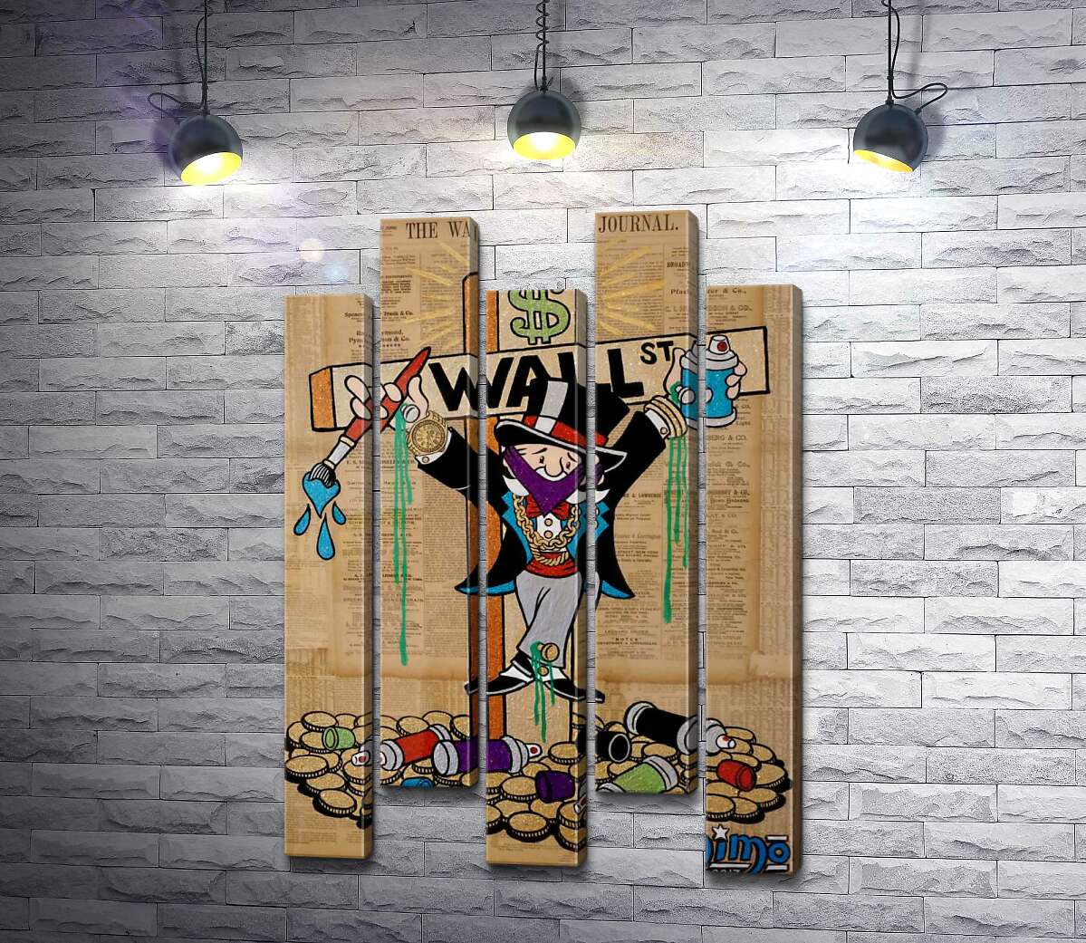 модульна картина Містер Монополі (Monopoly) на на хресті Волл-стріт (Wall Street) (Модуль №30)