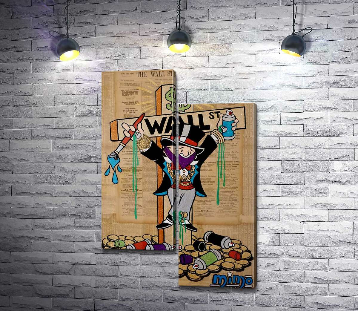 модульна картина Містер Монополі (Monopoly) на на хресті Волл-стріт (Wall Street) (Модуль №9)