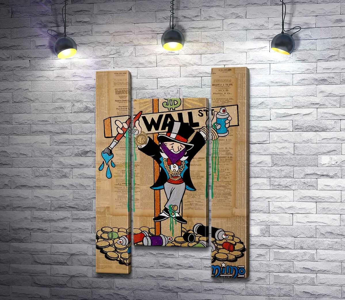 модульная картина Мистер Монополи (Monopoly) на кресте Уолл-стрит (Wall Street) (Модуль №11)