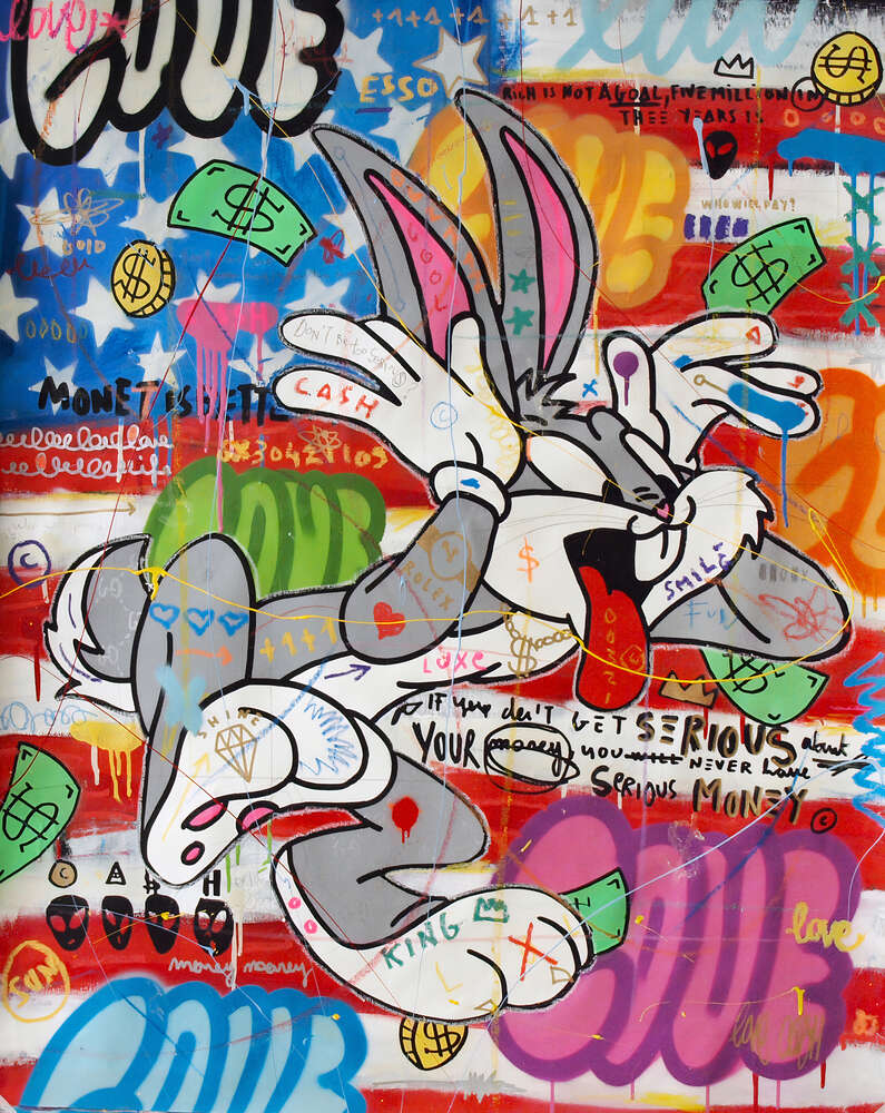 картина-постер Багз Банни (Bugs Bunny) насмешливо показывает язык