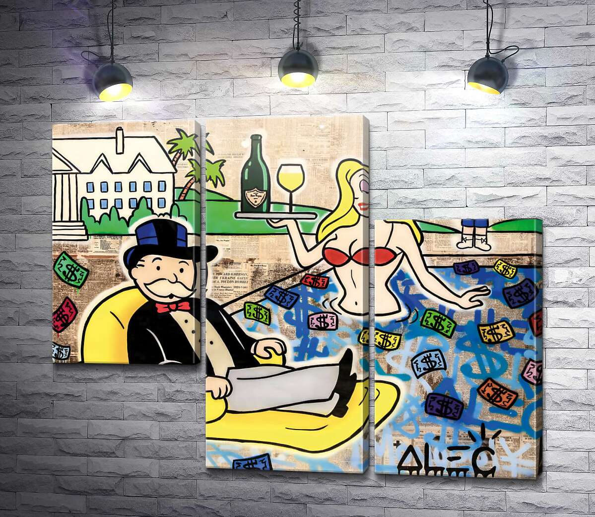 модульная картина Цветной денежный бассейн (Модуль №13) (Colorful Money Pool) – Алек Монополи (Alec Monopoly)