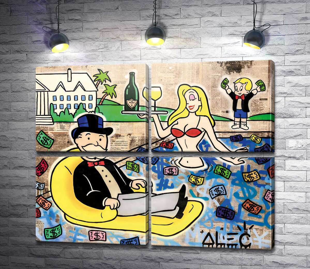 модульная картина Цветной денежный бассейн (Модуль №25) (Colorful Money Pool) – Алек Монополи (Alec Monopoly)