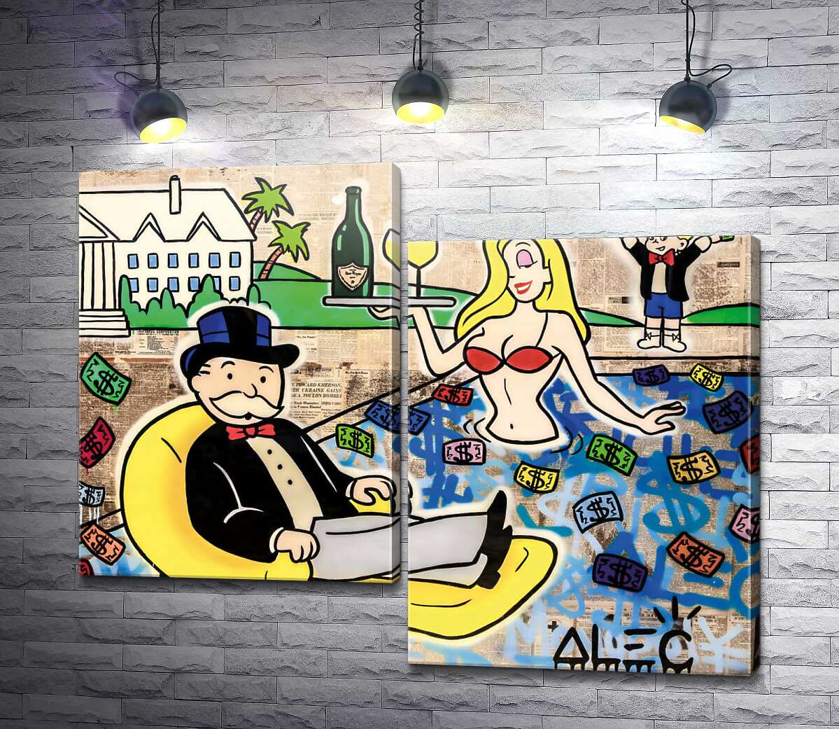 модульная картина Цветной денежный бассейн (Модуль №9) (Colorful Money Pool) – Алек Монополи (Alec Monopoly)