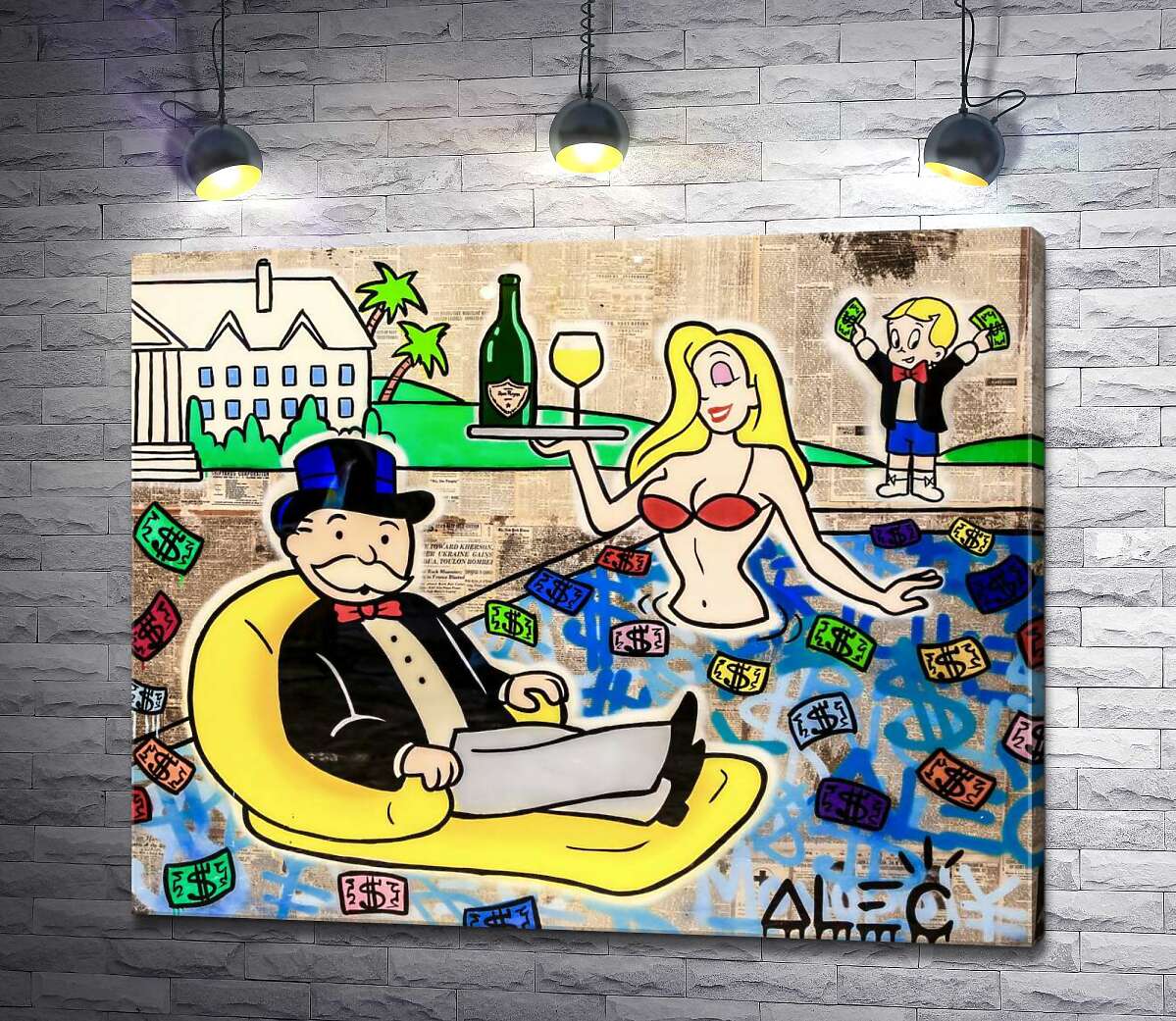 картина Кольоровий грошовий басейн (Colorful Money Pool) - Алек Монополі (Alec Monopoly)