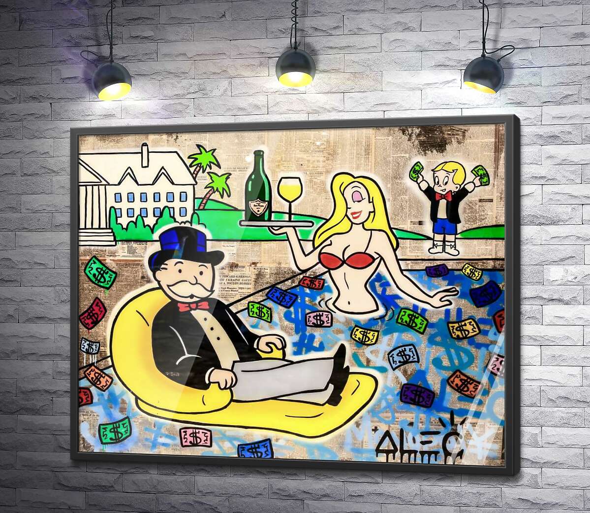 постер Кольоровий грошовий басейн (Colorful Money Pool) - Алек Монополі (Alec Monopoly)