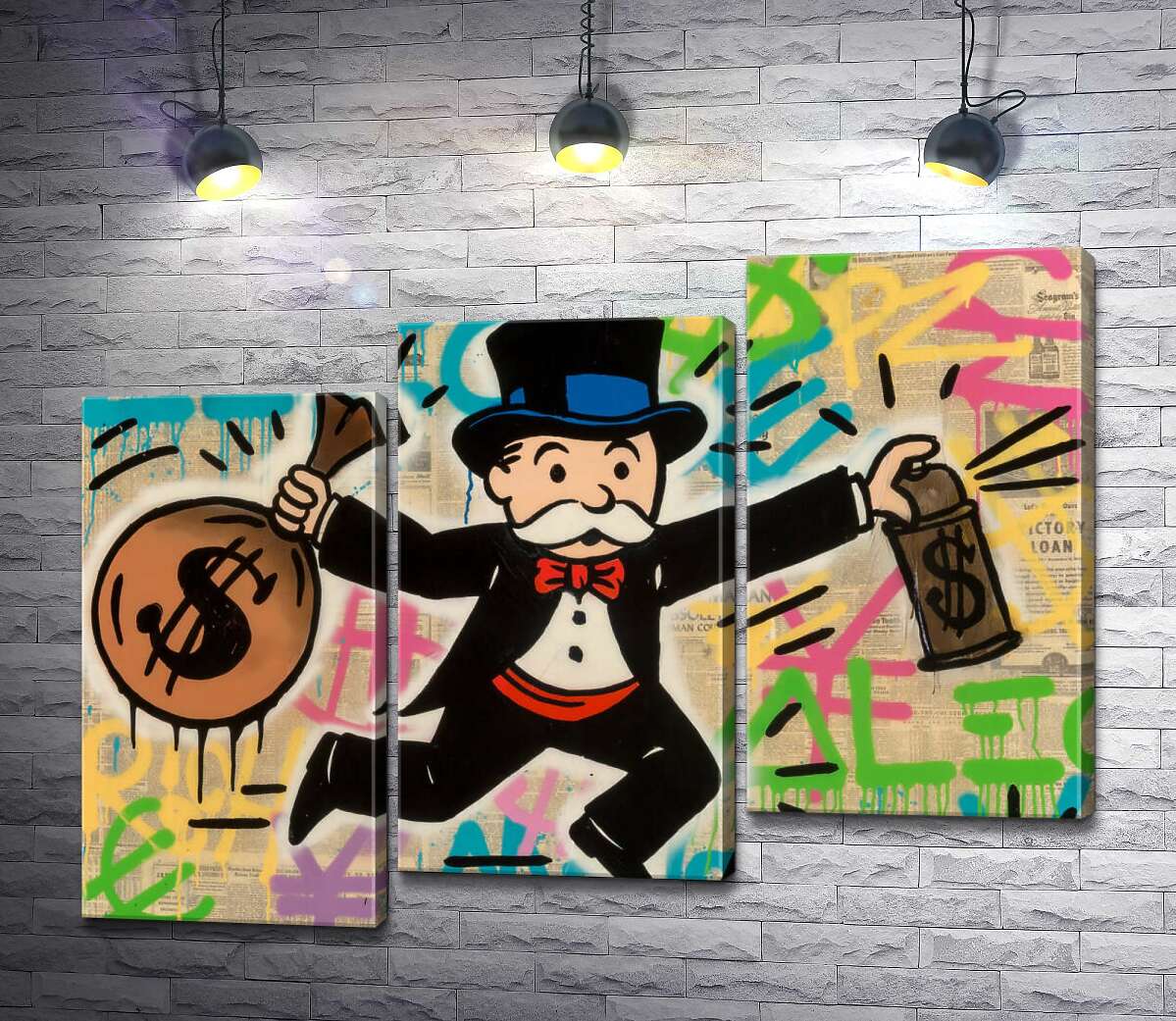 модульна картина Містер Монополі з грошима (Модуль №14) (Mr. Monopoly with money) - Алек Монополі (Alec Monopoly)