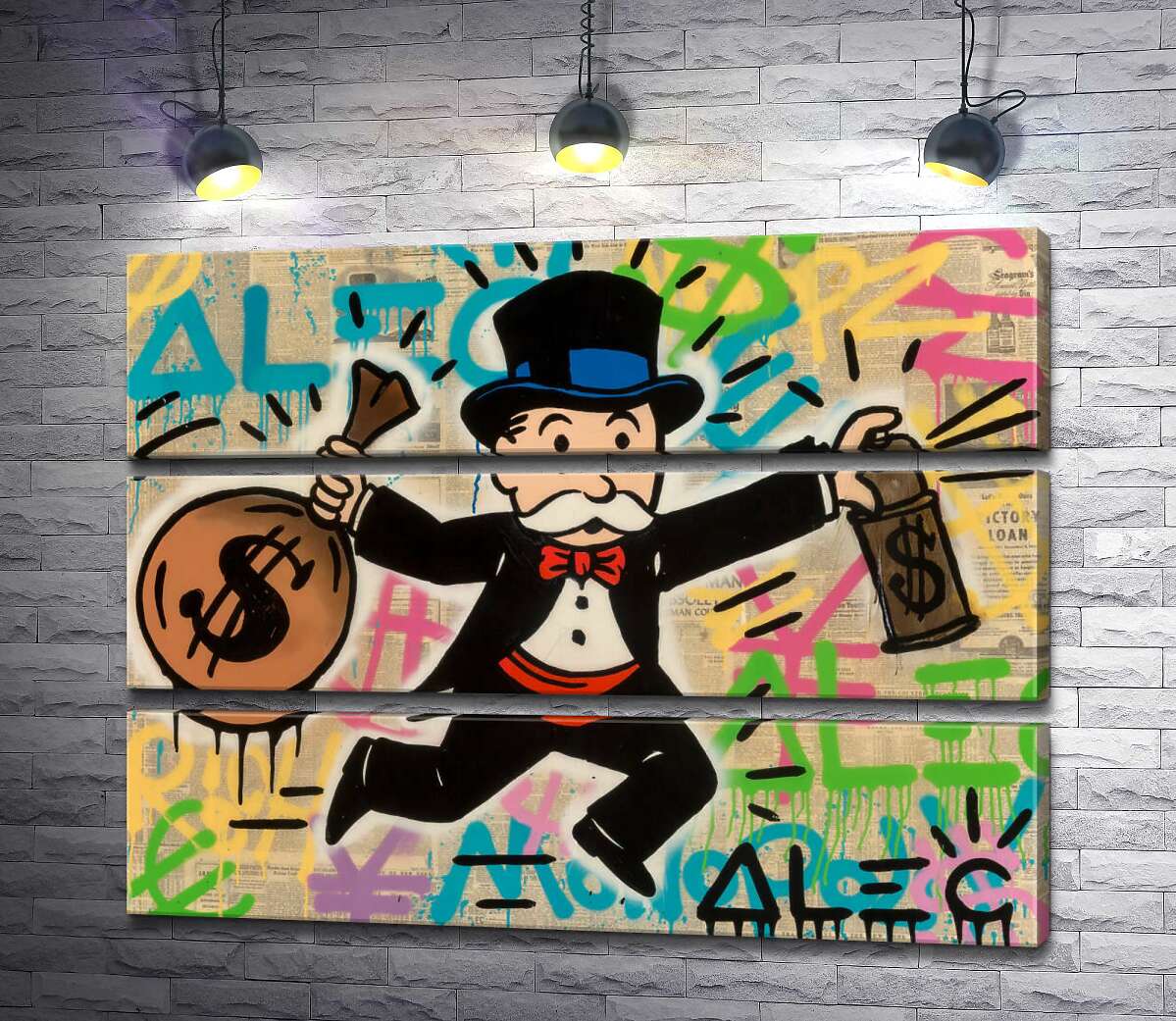 модульная картина Мистер Монополи с деньгами (Модуль №15) (Mr. Monopoly with money) - Алек Монополи (Alec Monopoly)