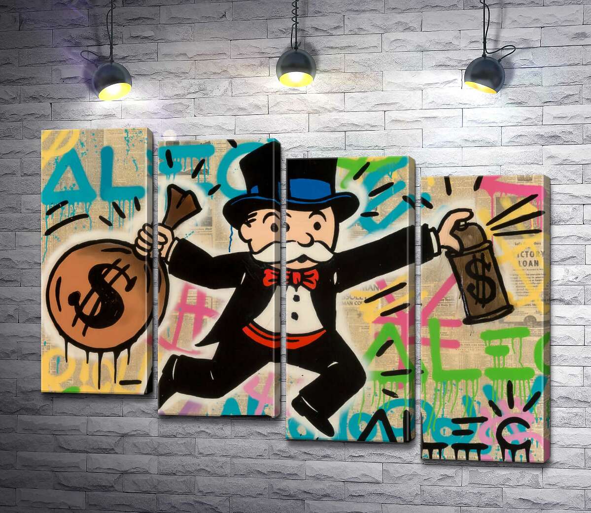 модульна картина Містер Монополі з грошима (Модуль №19) (Mr. Monopoly with money) - Алек Монополі (Alec Monopoly)
