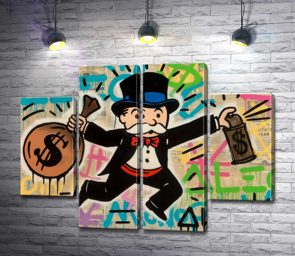 модульна картина Містер Монополі з грошима (Модуль №20) (Mr. Monopoly with money) - Алек Монополі (Alec Monopoly)