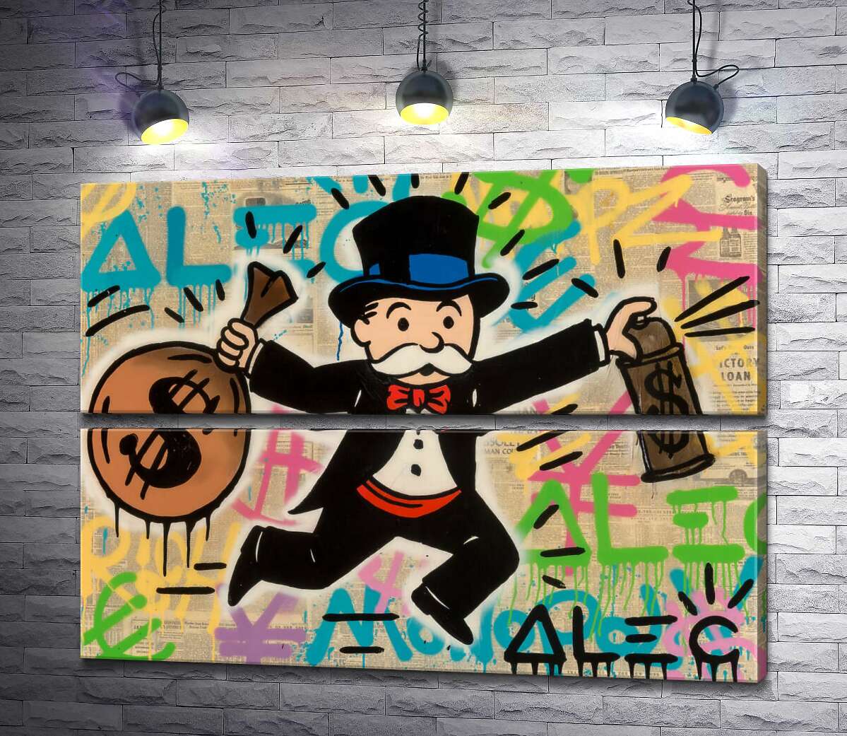 модульна картина Містер Монополі з грошима (Модуль №7) (Mr. Monopoly with money) - Алек Монополі (Alec Monopoly)