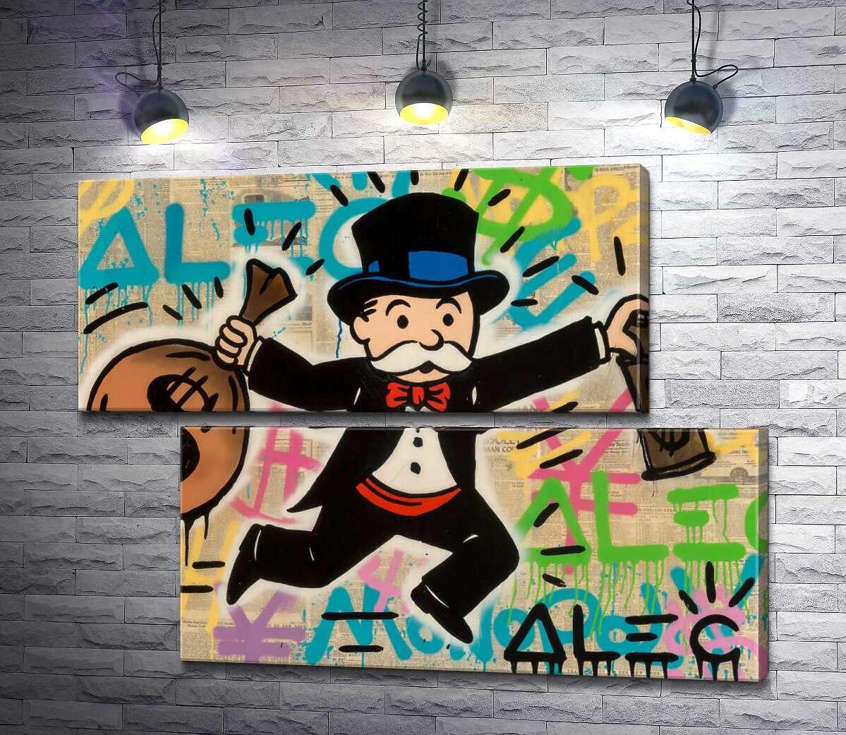 модульна картина Містер Монополі з грошима (Модуль №8) (Mr. Monopoly with money) - Алек Монополі (Alec Monopoly)