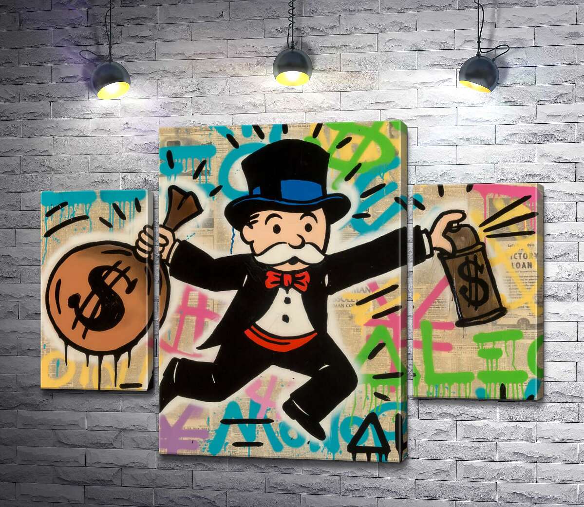 модульна картина Містер Монополі з грошима (Модуль №5) (Mr. Monopoly with money) - Алек Монополі (Alec Monopoly)
