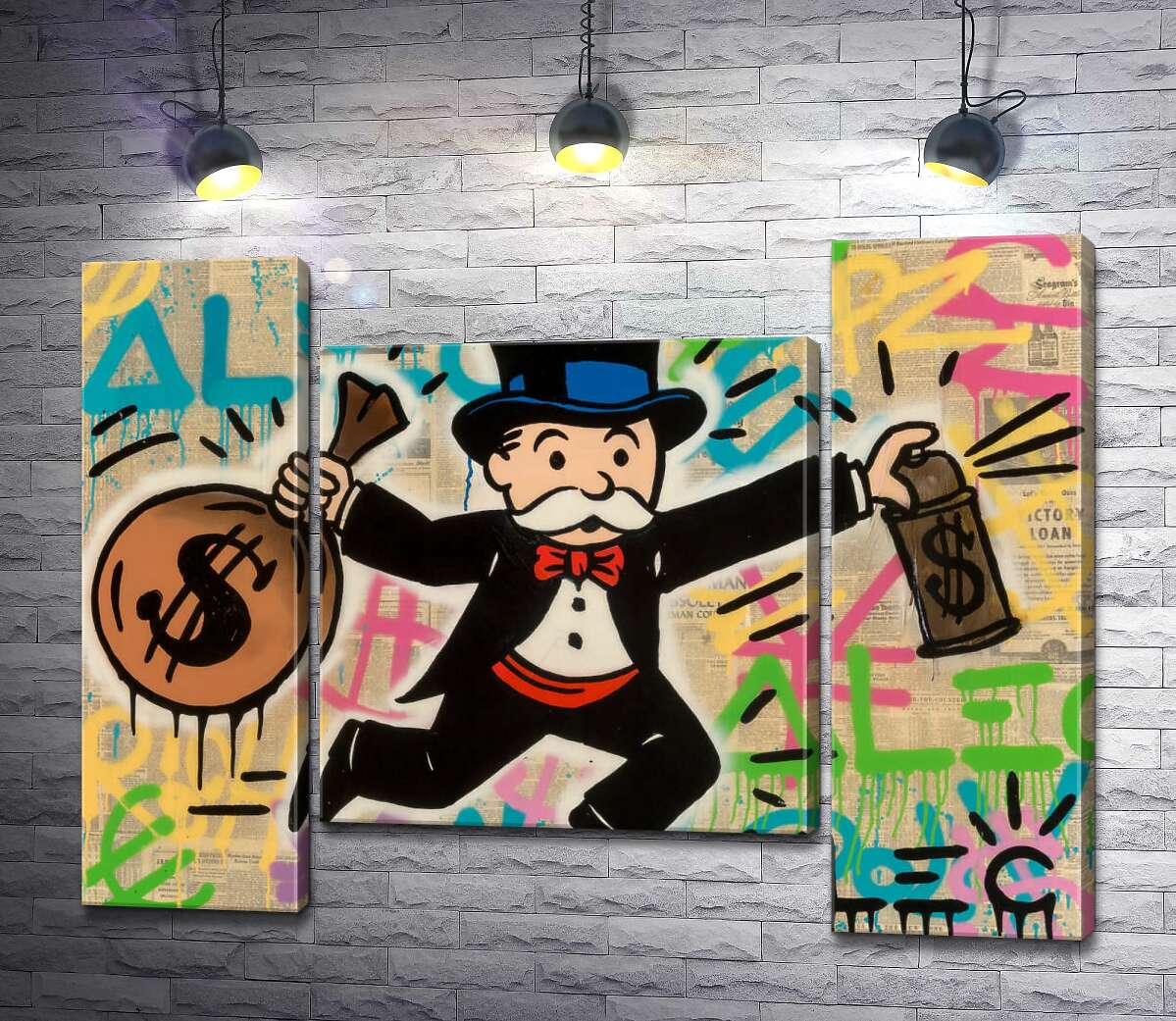 модульна картина Містер Монополі з грошима (Модуль №11) (Mr. Monopoly with money) - Алек Монополі (Alec Monopoly)