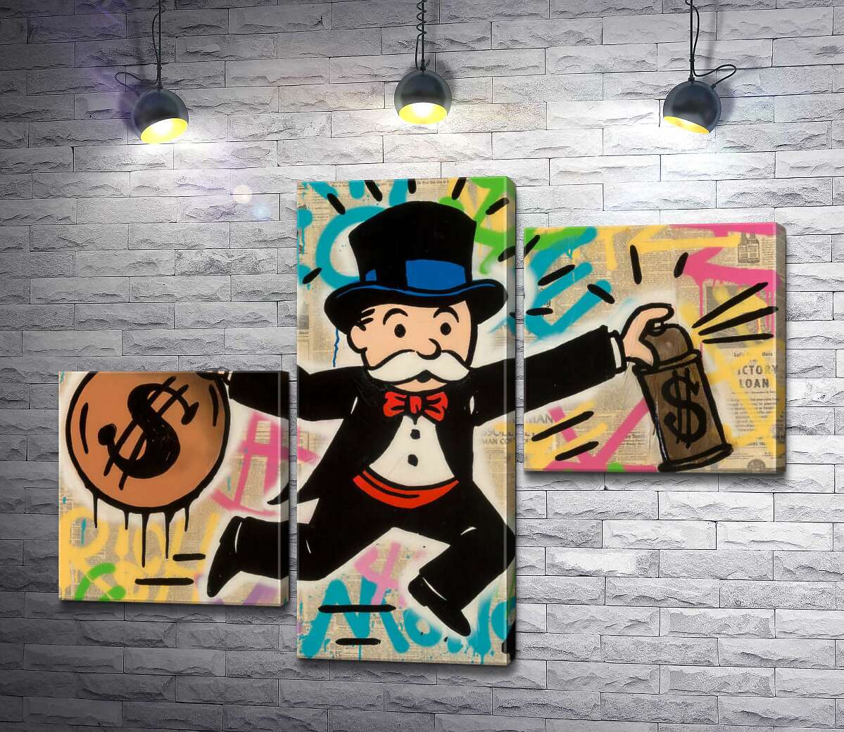 модульна картина Містер Монополі з грошима (Модуль №12) (Mr. Monopoly with money) - Алек Монополі (Alec Monopoly)