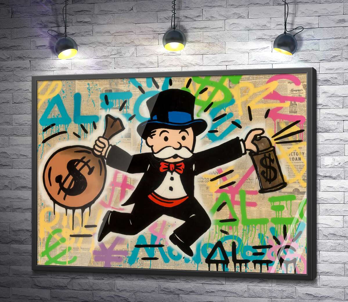 постер Мистер Монополи с деньгами (Mr. Monopoly with money) - Алек Монополи (Alec Monopoly)