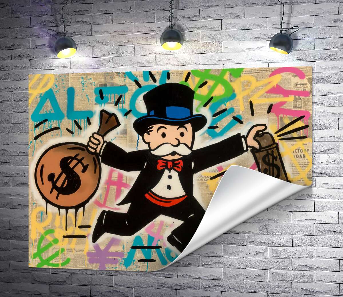 друк Містер Монополі з грошима (Mr. Monopoly with money) - Алек Монополі (Alec Monopoly)