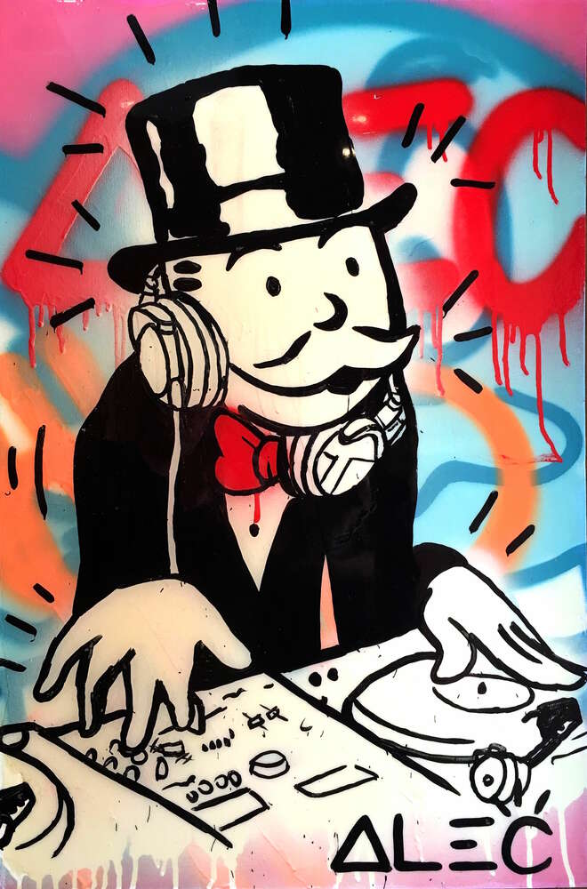 картина-постер Діджей Монополі (DJ Monopoly) - Алек Монополі (Alec Monopoly)