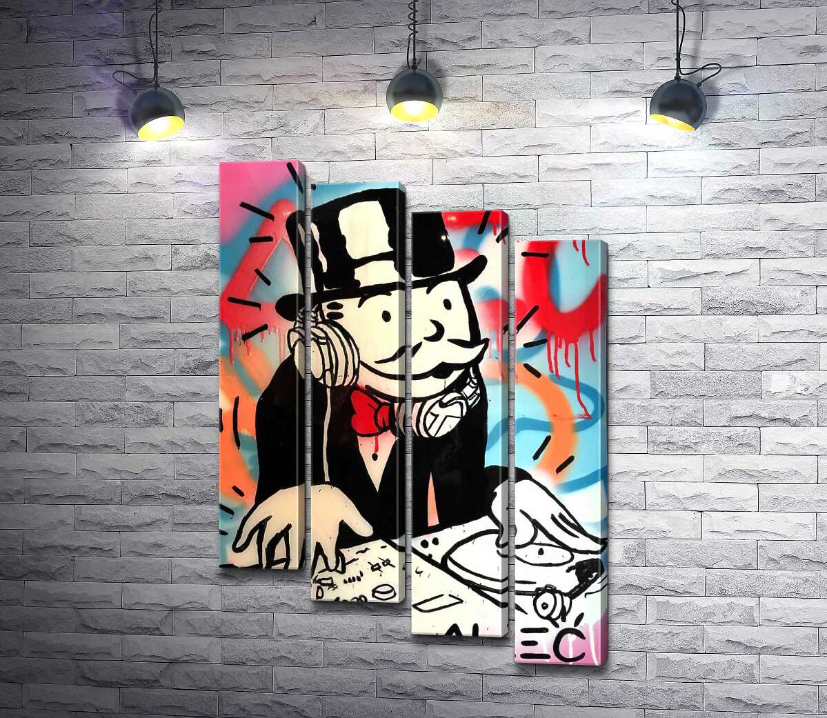 модульна картина Діджей Монополі (DJ Monopoly) (Модуль №19) - Алек Монополі (Alec Monopoly)