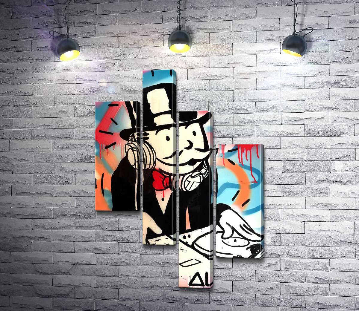 модульна картина Діджей Монополі (DJ Monopoly) (Модуль №21) - Алек Монополі (Alec Monopoly)