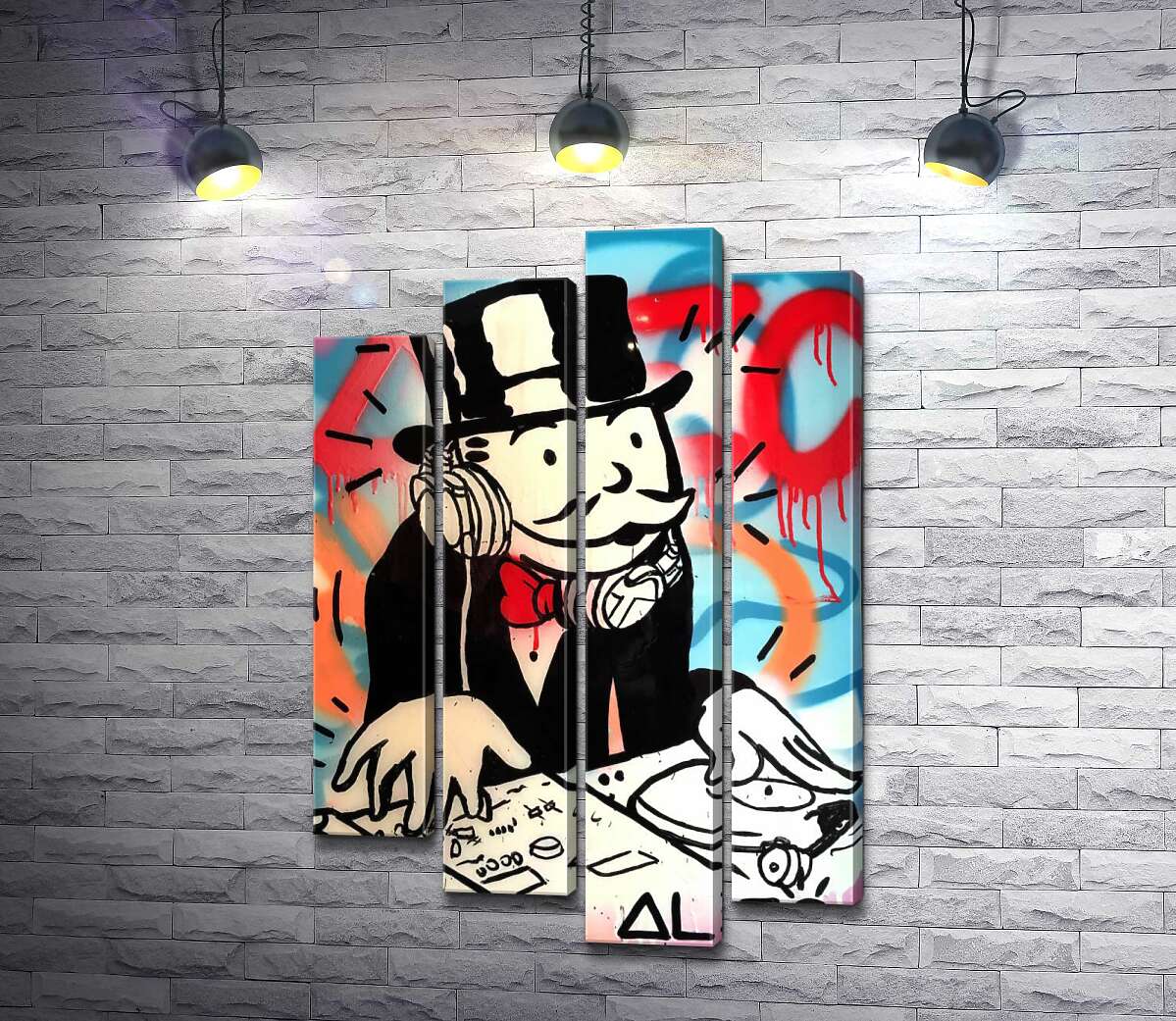 модульна картина Діджей Монополі (DJ Monopoly) (Модуль №3) - Алек Монополі (Alec Monopoly)