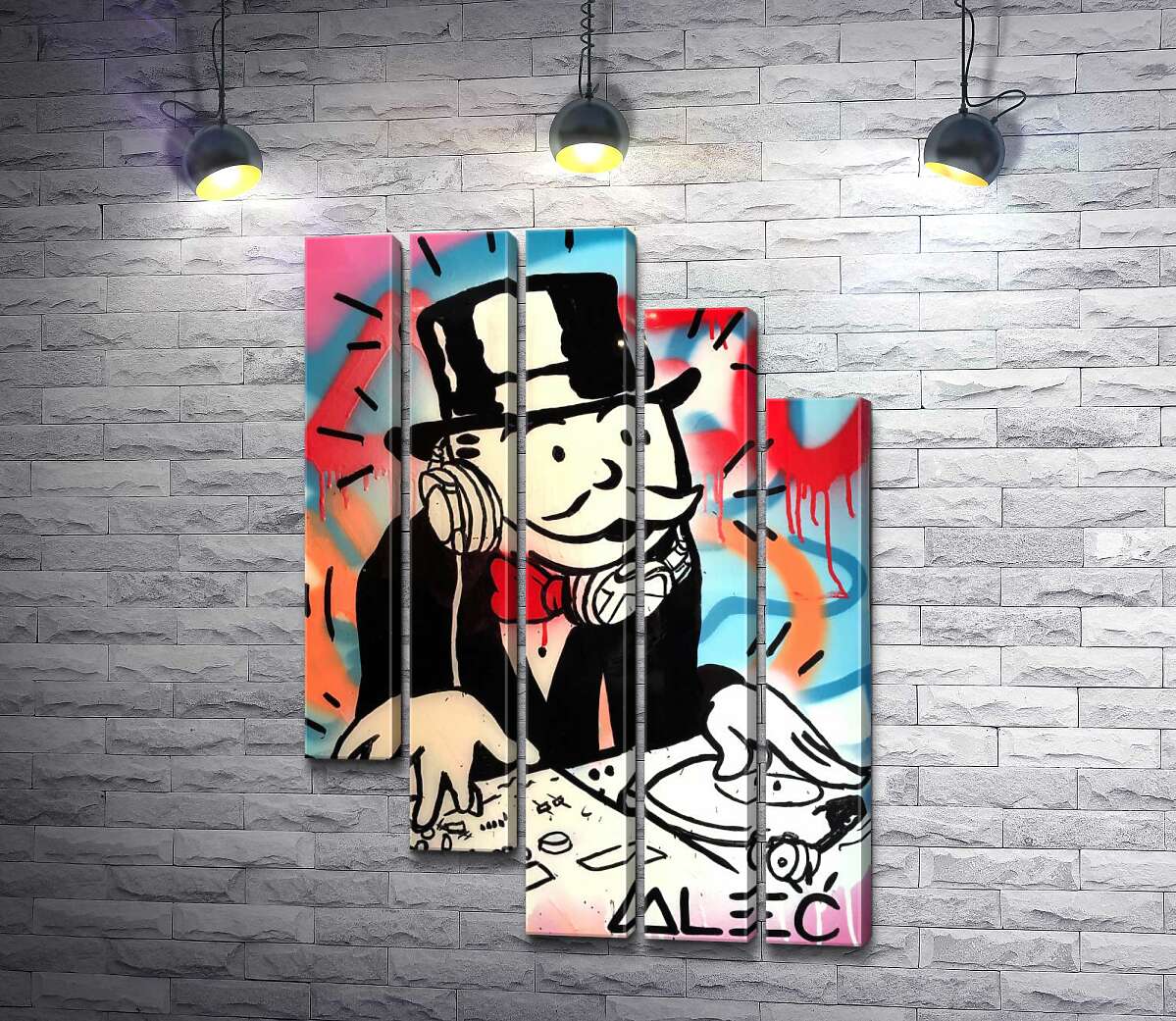 модульна картина Діджей Монополі (DJ Monopoly) (Модуль №28) - Алек Монополі (Alec Monopoly)